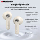 Monster N-lite 207 Bluetooth 5.4 Earphones Wireless Headphone with Mic Waterproof Touch Control Earbuds IPX5 ENC Noise Reduction