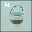 5/10L Folding Portable Bucket with Cover Car Wash Fishing Bathroom Tool Silicone Bucket Outdoor Camping Household Supplies