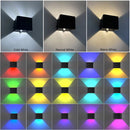 LED Wall Sconce Remote Control Dimmable RGB Lamp Up Down Wall Mount Lights Rechargeable Battery Cordless Light Home Decor