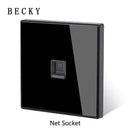 Glass Panel Wall Switch LED European 16a Socket Retro Toggle Light Switch EU UK Standard 2way Socket 1-4gang USB Home Decoration