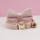 Cat Supplies Velvet Cat Collar Personalized Cat Collar with Name Plate Bell Bow tie Custom Engrave Collars for Cat